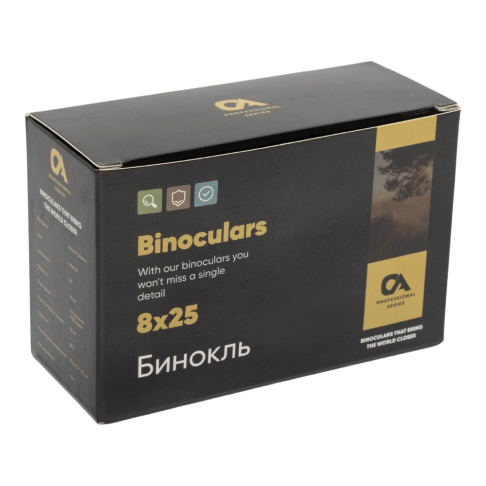 Бинокль OA Professional 8x25 BAK-4 чёрный. Фото №2