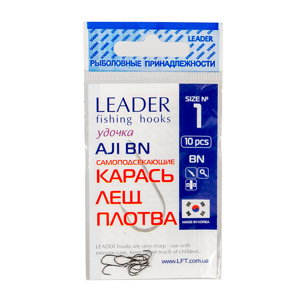 Крючки Leader AJI BN,Самоподсекающие №01 (10шт). Фото №1
