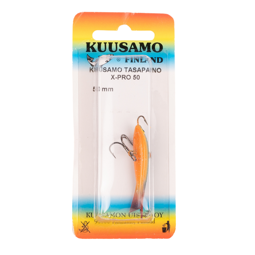 Балансир Kuusamo Tasapaino X-PRO 50мм, 6гр, цвет (RB/BL/BLU-O) с тройником. Фото №1