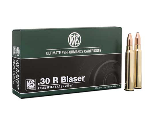 Патрон нарезной RWS калибр 30 R Blaser KS 13,0 гр. 200 grn. (в пачке 20 шт.). Фото №1