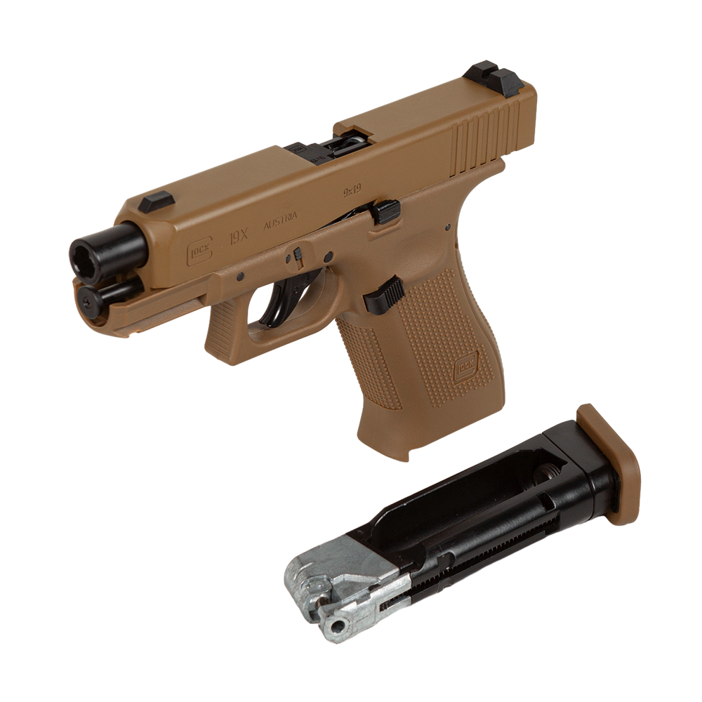 Пистолет пневматический Umarex Glock 19X калибр 4,5мм (метал, цвет песок, blowback, pellet). Фото №8