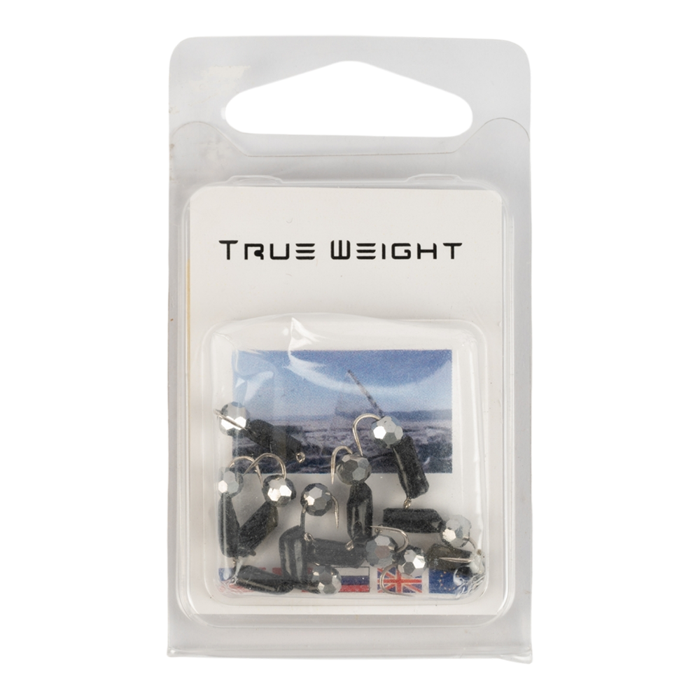 Мормышка вольфрамовая Trye Weight черная "Гвоздешарик" d2,5мм многогранный, серебро (10шт). Фото №1