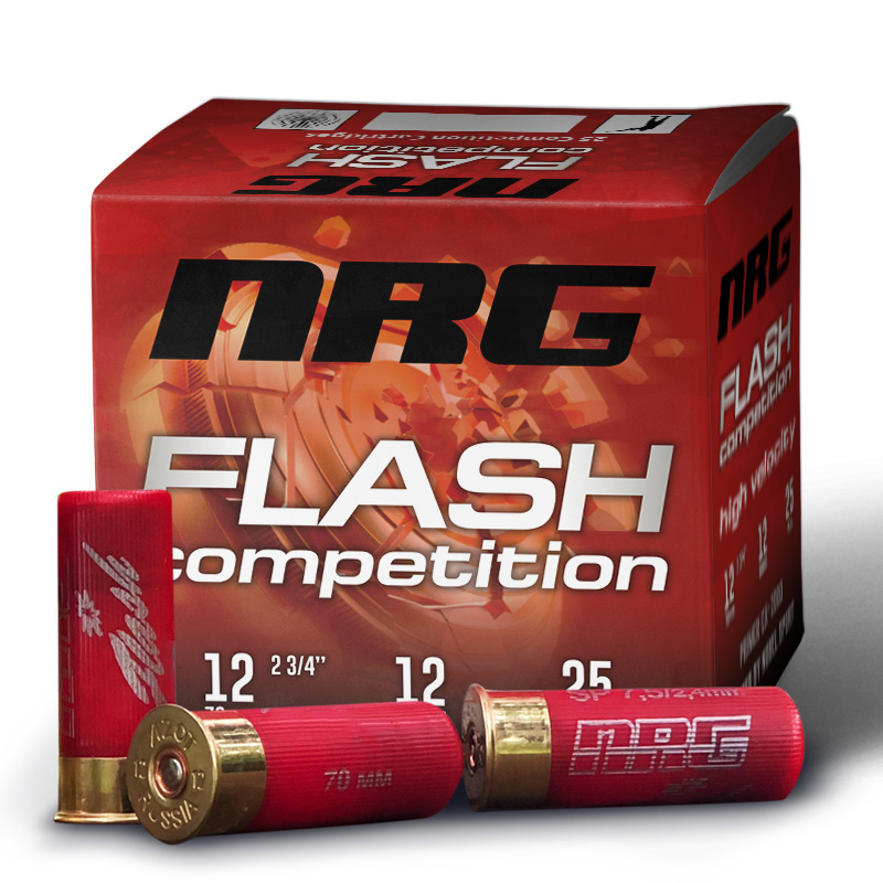 Патроны спортивные калибра АЗОТ 12/70  NRG Flash SPORTING №7 28гр. (пачка 25шт) (в коробке 250 шт.). Фото №1