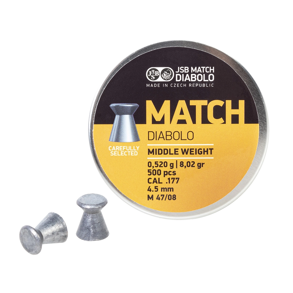 Пуля пневматическая "JSB Yellow Match Diabolo", калибр 4,5мм (177 калибр) 0,52 г. 8,02 gr (500 шт). Фото №1