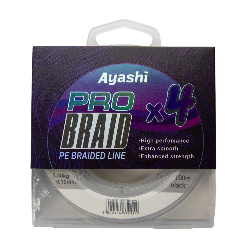 Плетенный шнур Ayashi PRO BRAID-X4 (black) d-0,10mm (100м). Фото №1