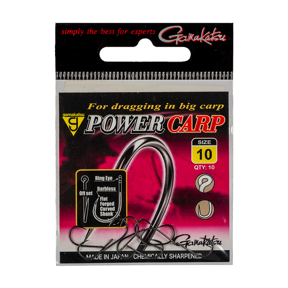 Крючок Gamakatsu Power Carp Ring Eye NSB Barbless Black №10. Фото №1