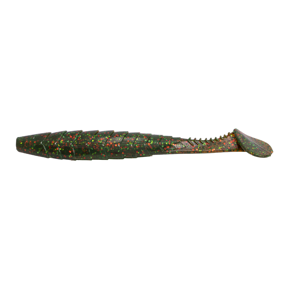 Виброхвост Esox Gekasa 5" 127мм, (4шт. упак.) цвет FK001 Motor Oil Green. Фото №1