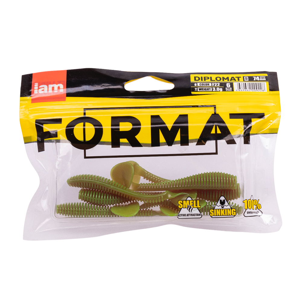 Силиконовая приманка FORMAT DIPLOMAT 74mm, цвет F22, (6шт). Фото №5