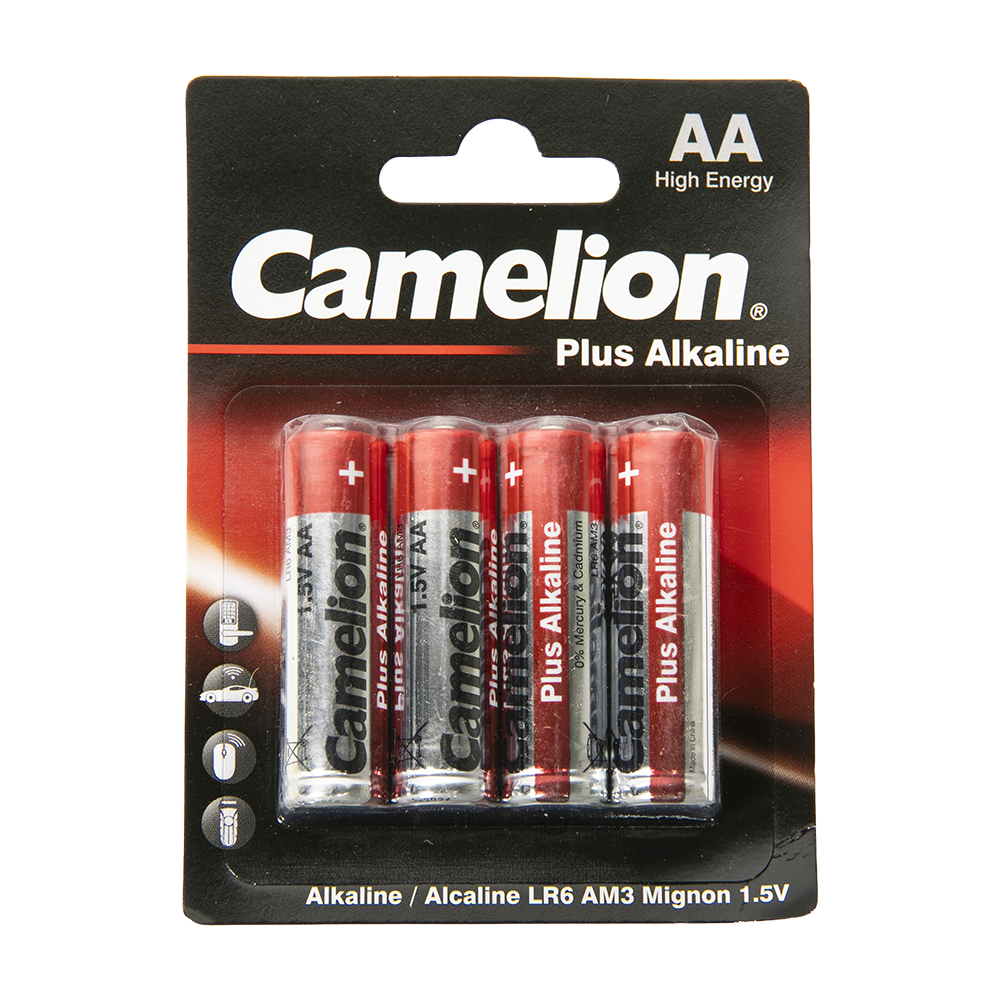 Батарейка Camelion Plus Alkaline BL4 LR6 (LR6-BP4, пальчиковая батарейка АА 1.5В). Фото №1