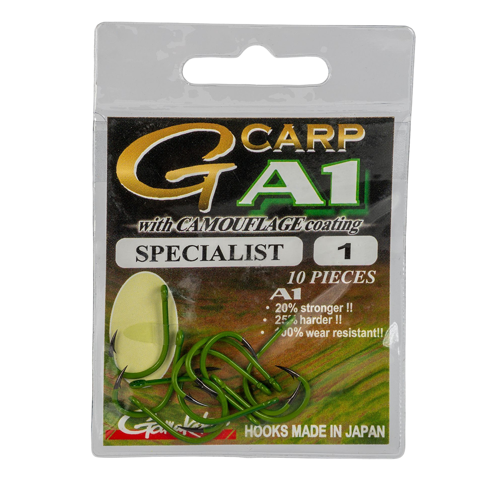 Крючок Gamakatsu Hook A1G-CARP Camougreen Specialist №01. Фото №1