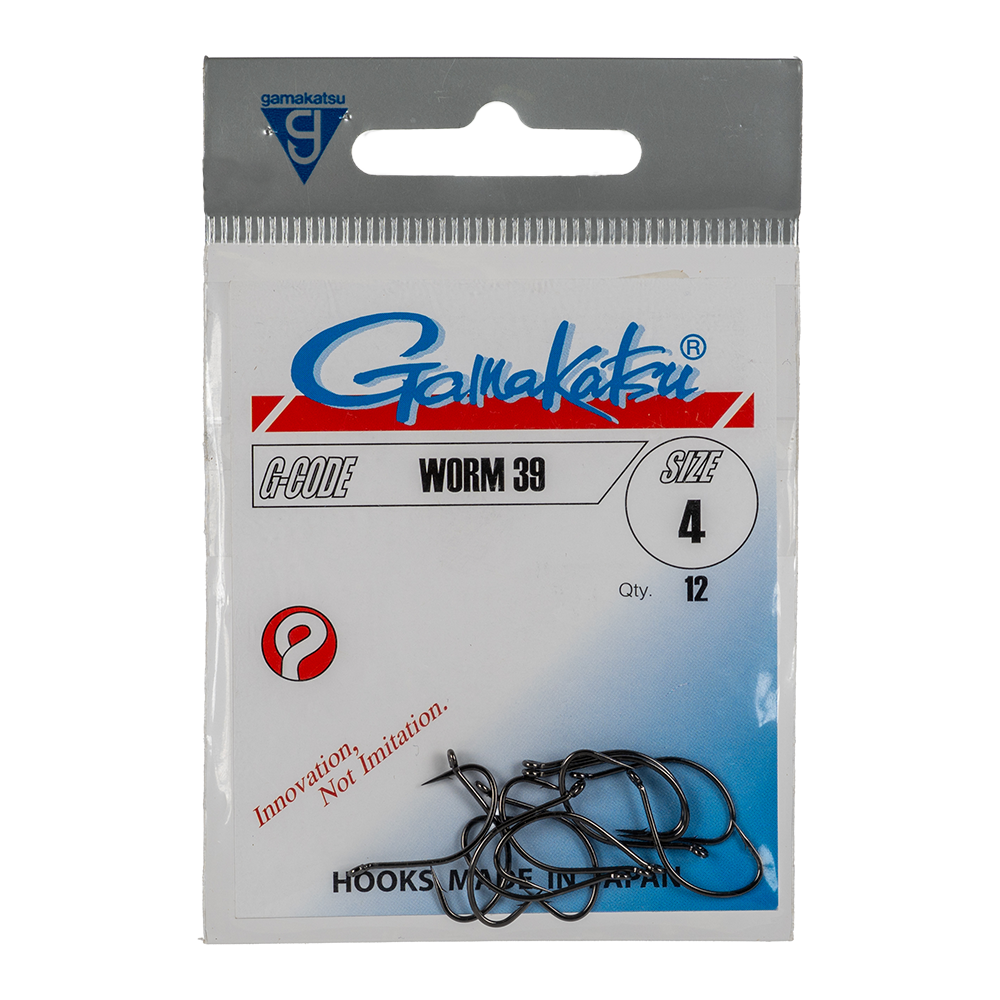 Крючок Gamakatsu Hook Worm 39 (SPR) Black №04. Фото №1