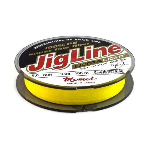 Плетеный шнур Momoi 4-х прядный JigLine Kiwami 0,08мм/125м, 5,4кг, желтый. Фото №1