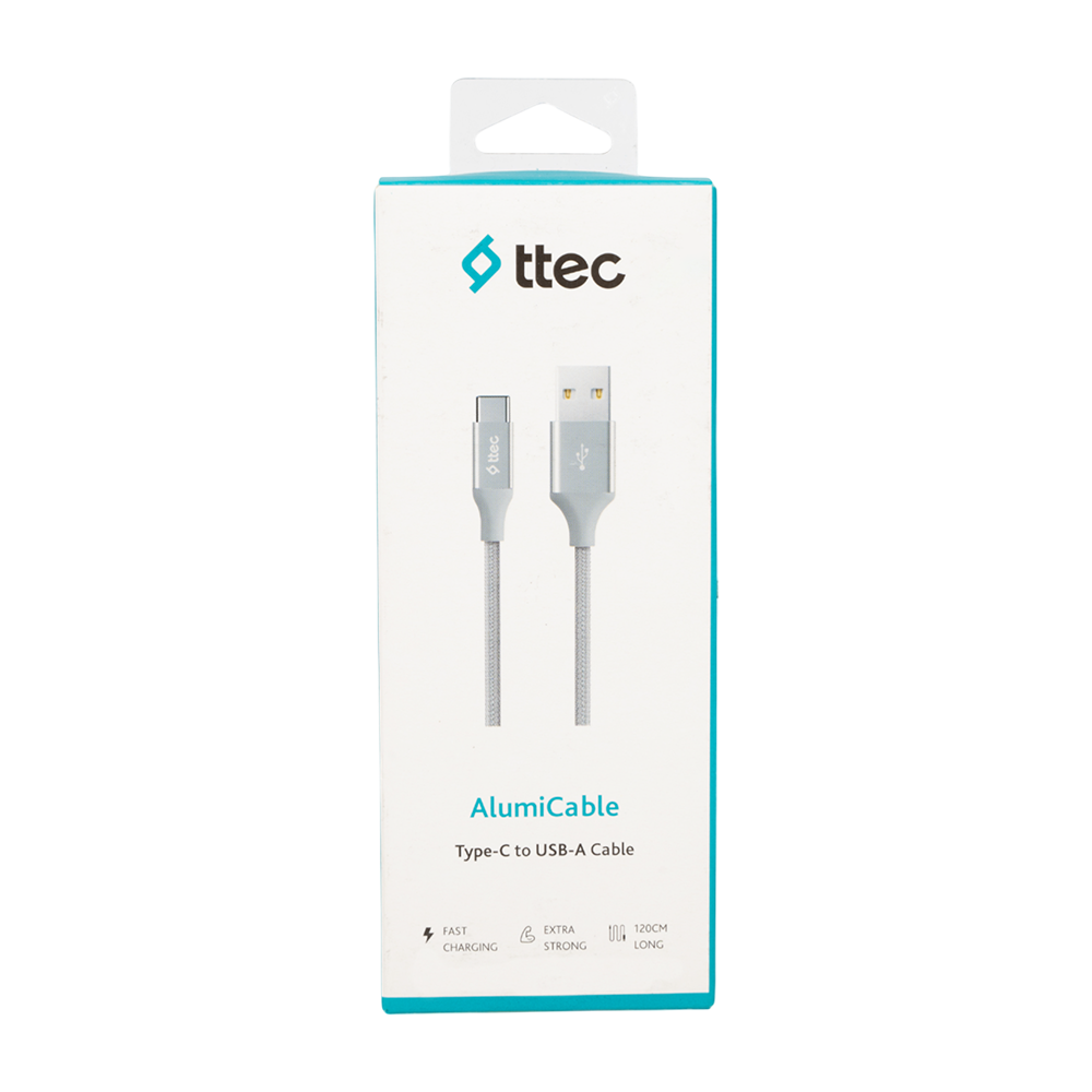 Кабель TTEC Type-C Серебро оплетка 1,2м. Фото №1