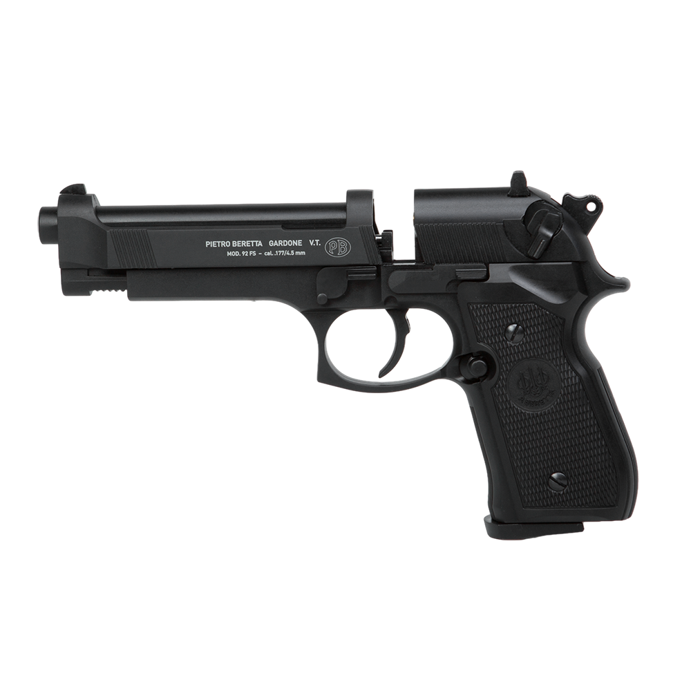 Пистолет пневматический Beretta M92 FS (чёрный с чёрными пластиковыми накладками). Фото №5