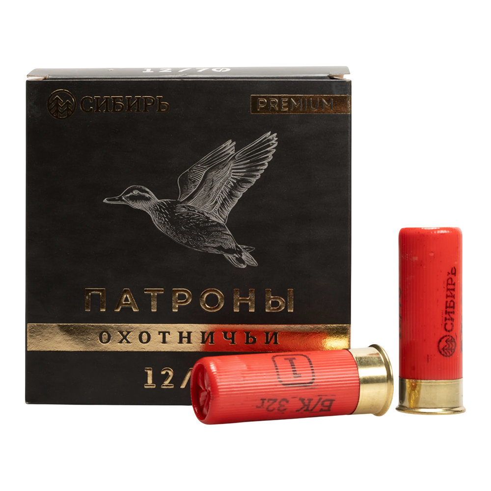 Патрон СИБИРЬ PREMIUM 12/70 охотничий дробовой 32г №1 б/к (К2-185,СХ2000) (пачка 25 шт) (в коробке 250шт. Фото №1 Патрон СИБИРЬ PREMIUM 12/70 охотничий дробовой 32г №1 б/к (К2-185,СХ2000) (пачка 25 шт) (в коробке 250шт. Фото №1