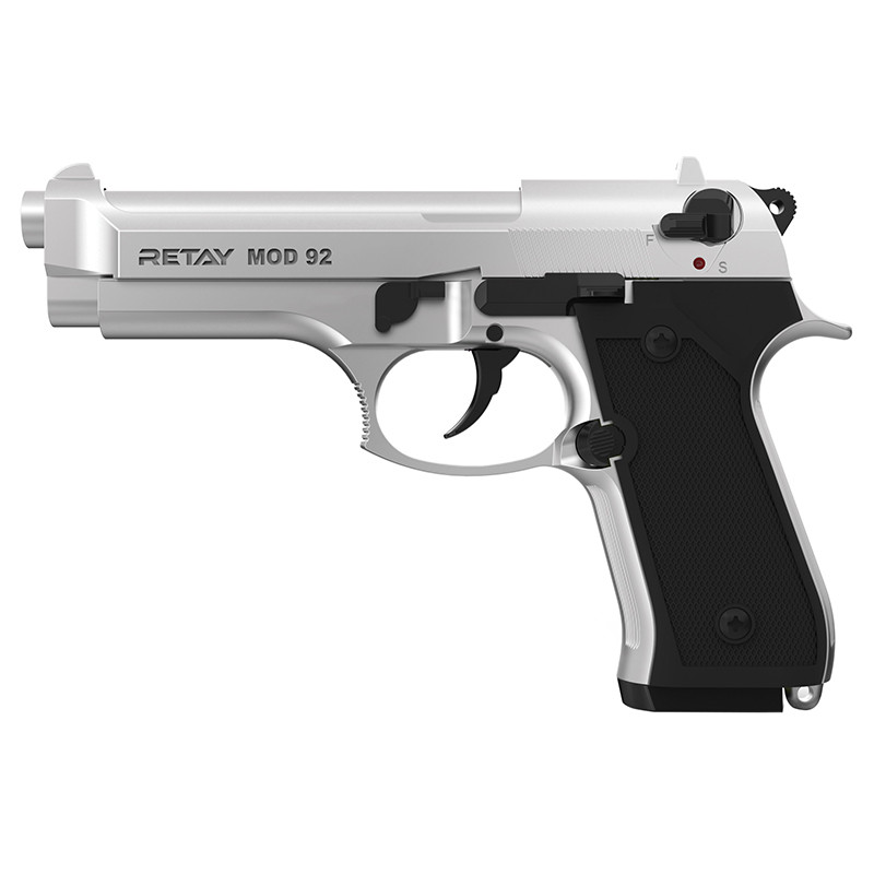 Пистолет охолощенный RETAY MOD92, (Beretta 92), Хром, калибр 9mm. P.A.K. Фото №2 Пистолет охолощенный RETAY MOD92, (Beretta 92), Хром, калибр 9mm. P.A.K. Фото №2