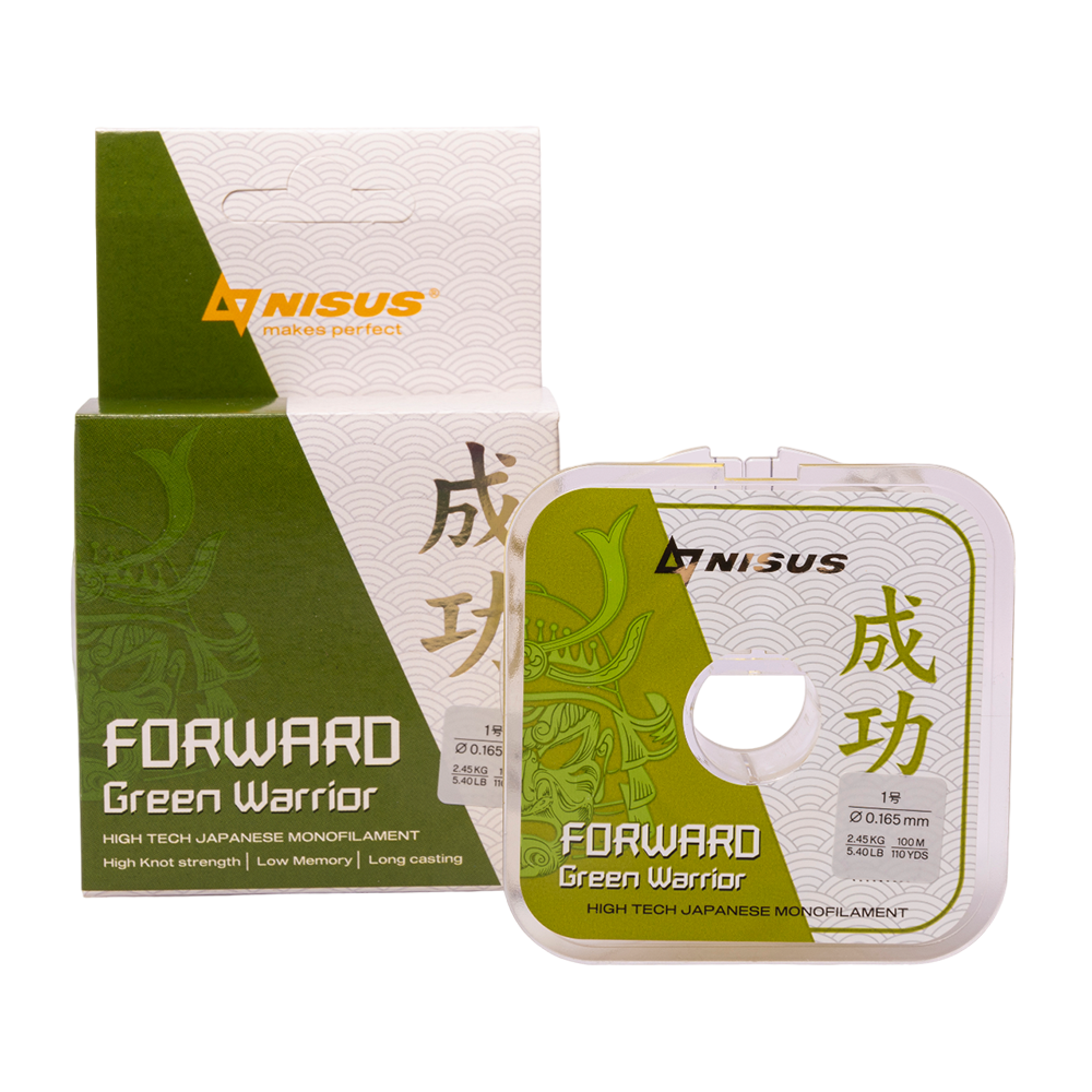 Леска Nisus Forward Green Warrior 0,165mm/100m Nylon (N-FGW-0165-100) . Фото №1