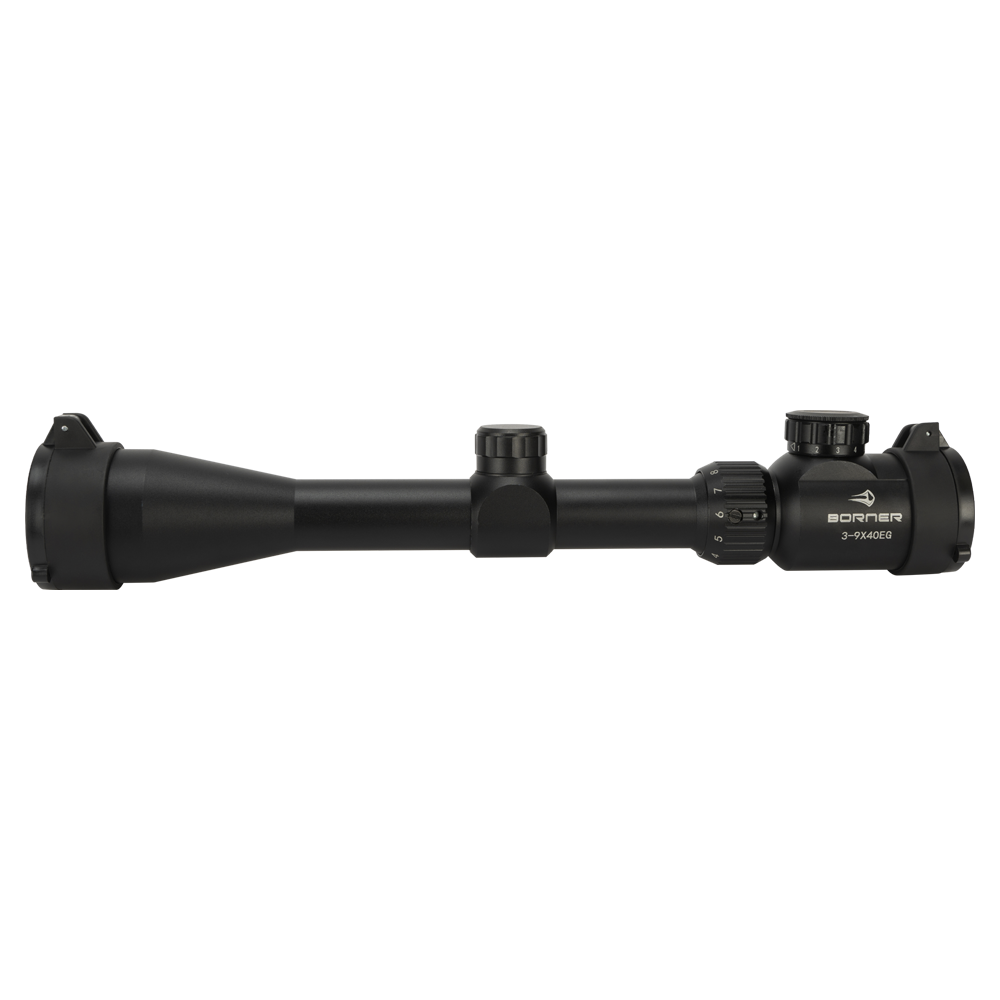 Прицел оптический BORNER 3-9x40 EG Mildot с подсветкой (крышки + кольца)