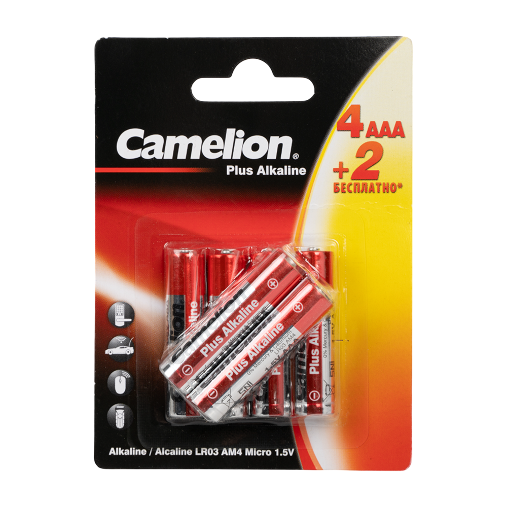 Батарейка Camelion Plus Alkaline 4+2 LR03  (4+2LR03-BP, мизинчиковая батарейка ААА 1.5В). Фото №1