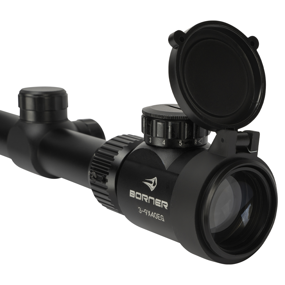 Прицел оптический BORNER 3-9x40 EG Mildot с подсветкой (крышки + кольца). Фото №5 Прицел оптический BORNER 3-9x40 EG Mildot с подсветкой (крышки + кольца). Фото №5