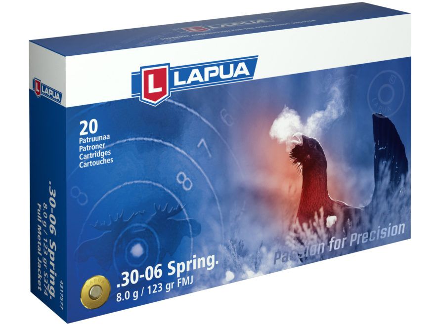 Патрон нарезной LAPUA калибр 30-06 SPRG FMJ 8,1 гр. 123 grn. (в пачке 20 шт.). Фото №2