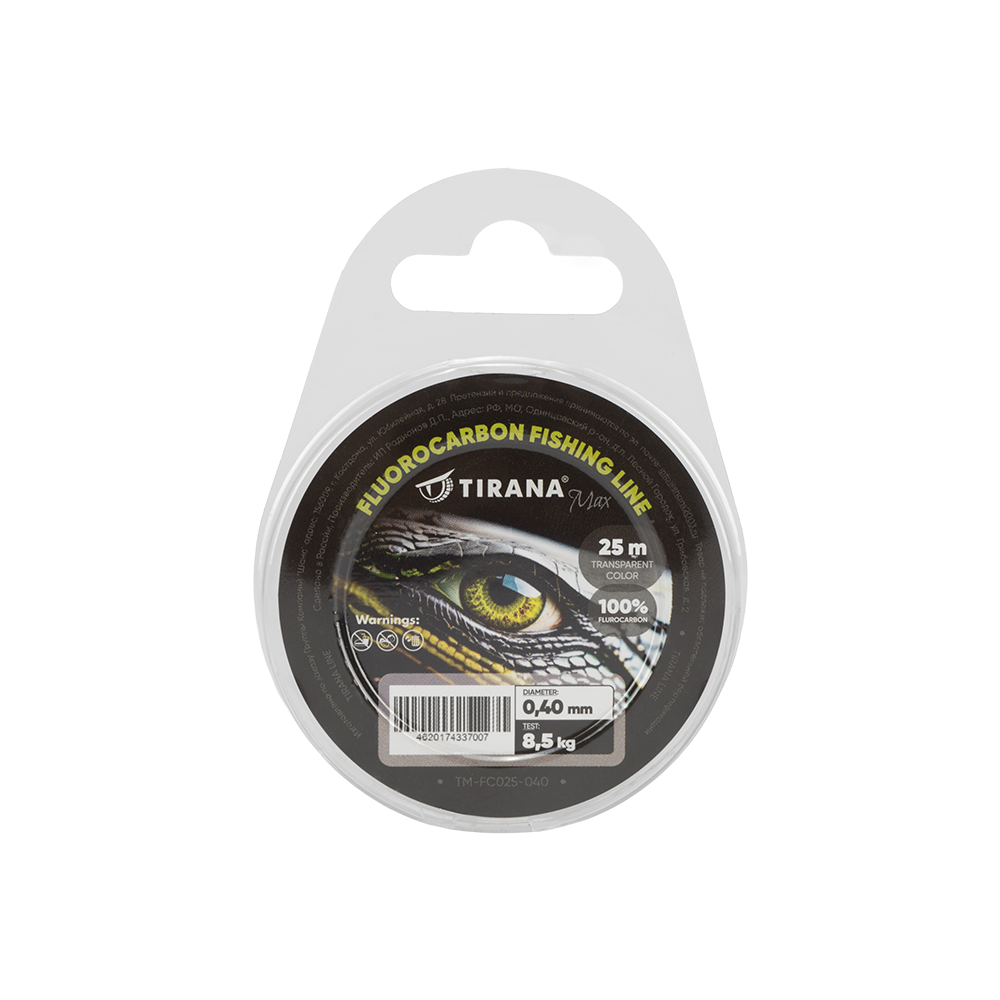 Флюорокарбон Tirana Max 25м - 0,40мм, 8,5кг. Фото №1 Флюорокарбон Tirana Max 25м - 0,40мм, 8,5кг. Фото №1