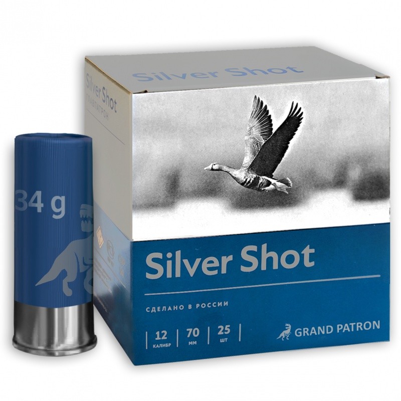 Патрон «Grand Patron» 12/70 скор. №3 34 гр. SILVER SHOT (в пачке 25 шт.) ( в коробке 250 шт.). Фото №1