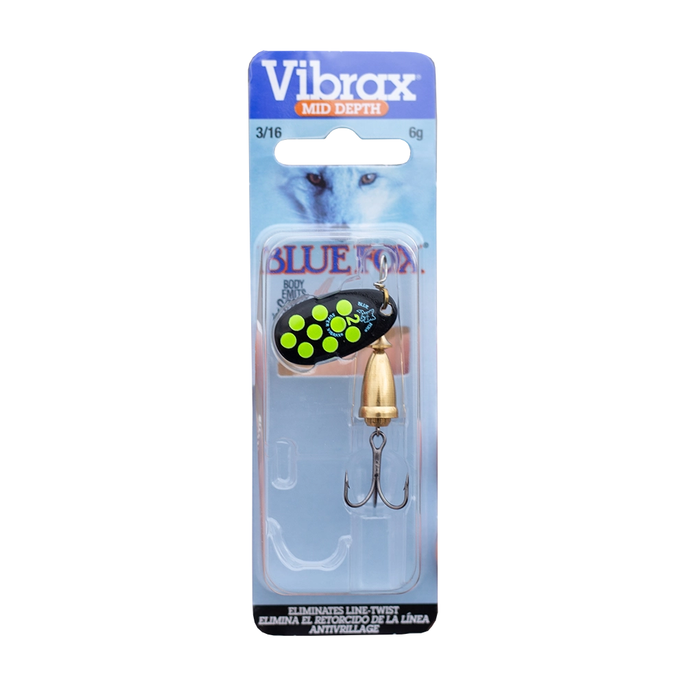 Блесна вращающаяся Blue Fox Vibrax Hot Pepper №2, 6гр, цвет (BYY) черный/желтый. Фото №2