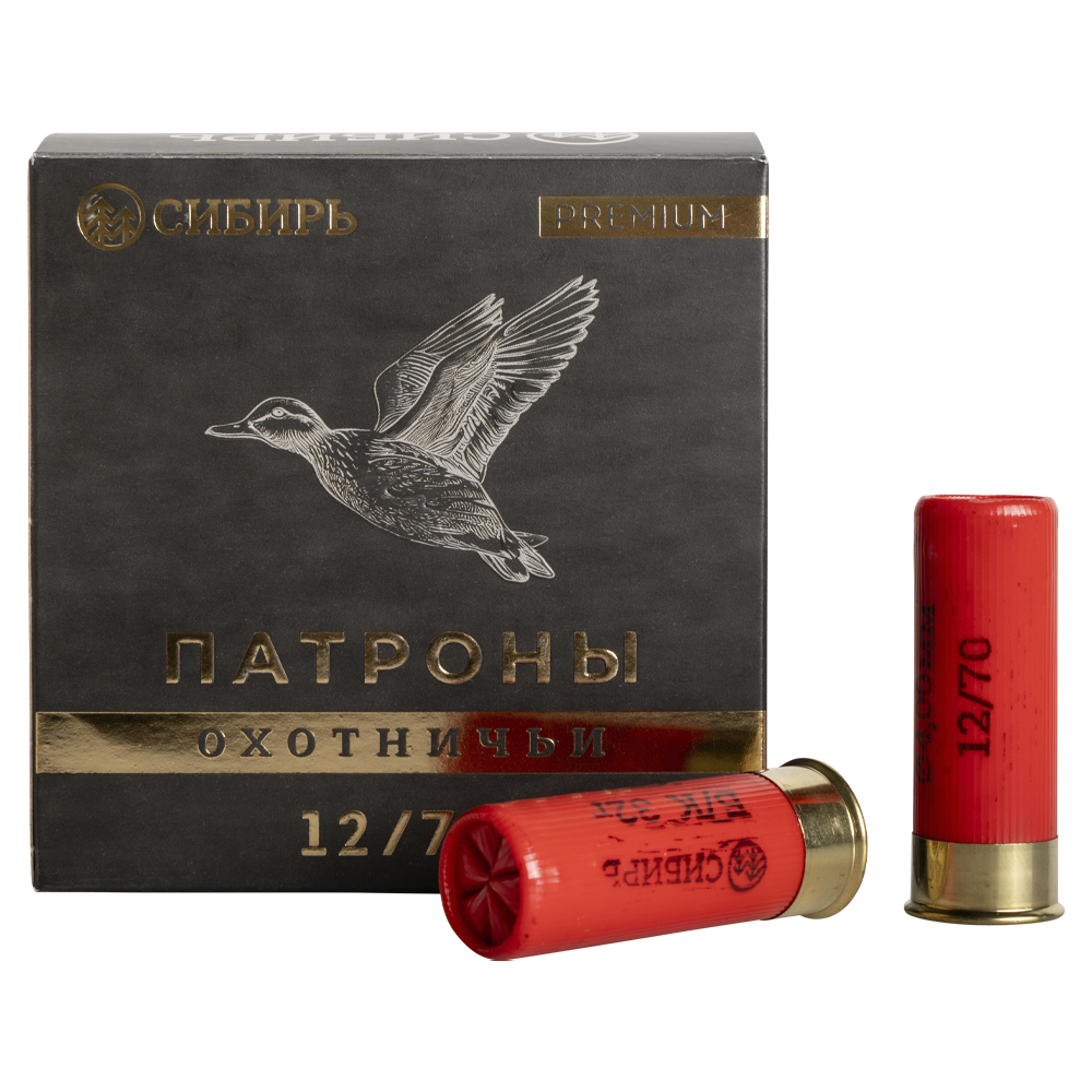 Патрон СИБИРЬ PREMIUM 12/70 охотничий дробовой 32г №1 б/к (CX-2000) (пачка 25 шт) (в коробке 250шт)