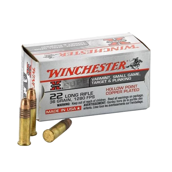 Патрон нарезной WINCHESTER калибр 22LR HP COPPER PLATED Super X 2,33 гр. 36 grn.(в пачке 235 шт.). Фото №1