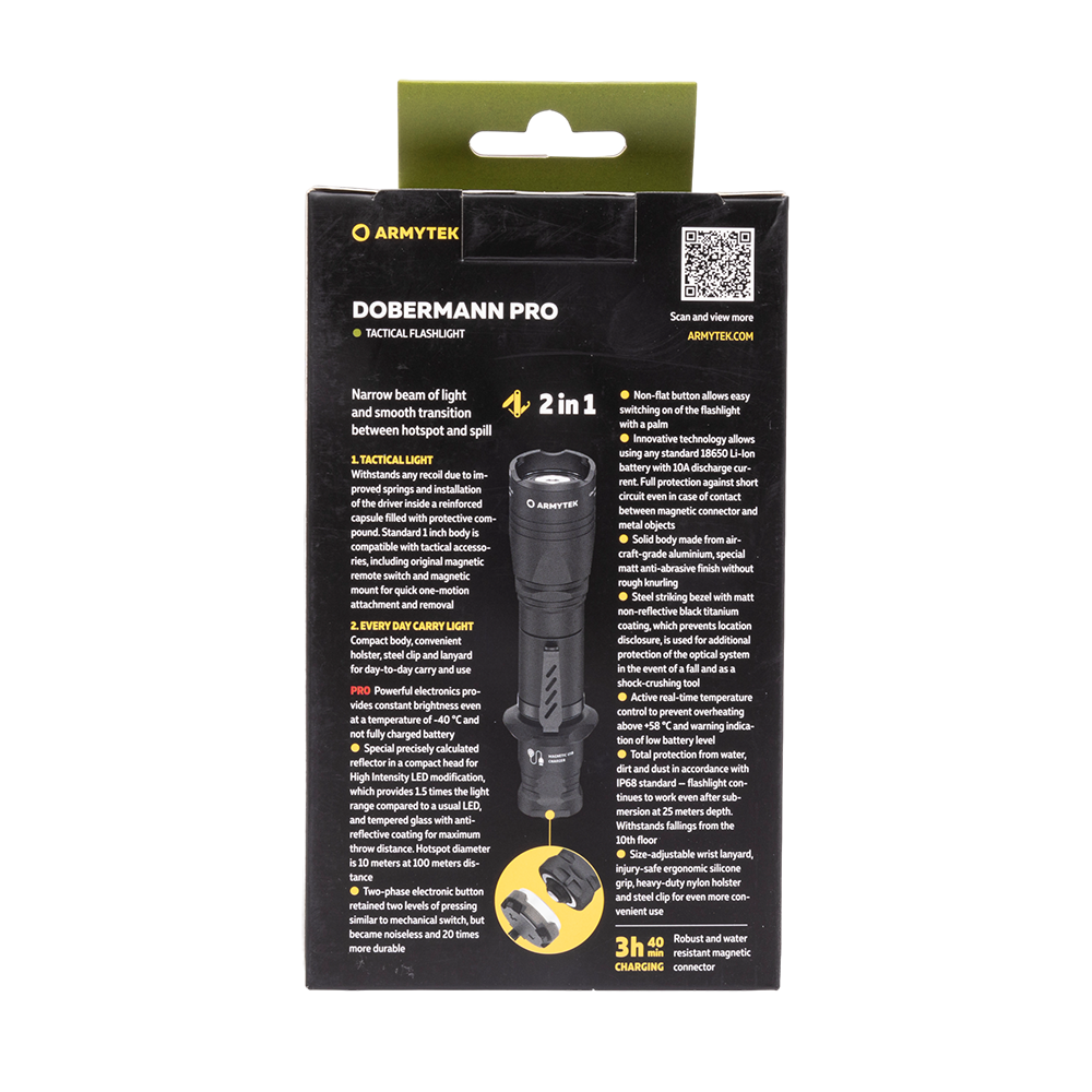 Фонарь Armytek Dobermann Pro Magnet USB Теплый. Фото №2