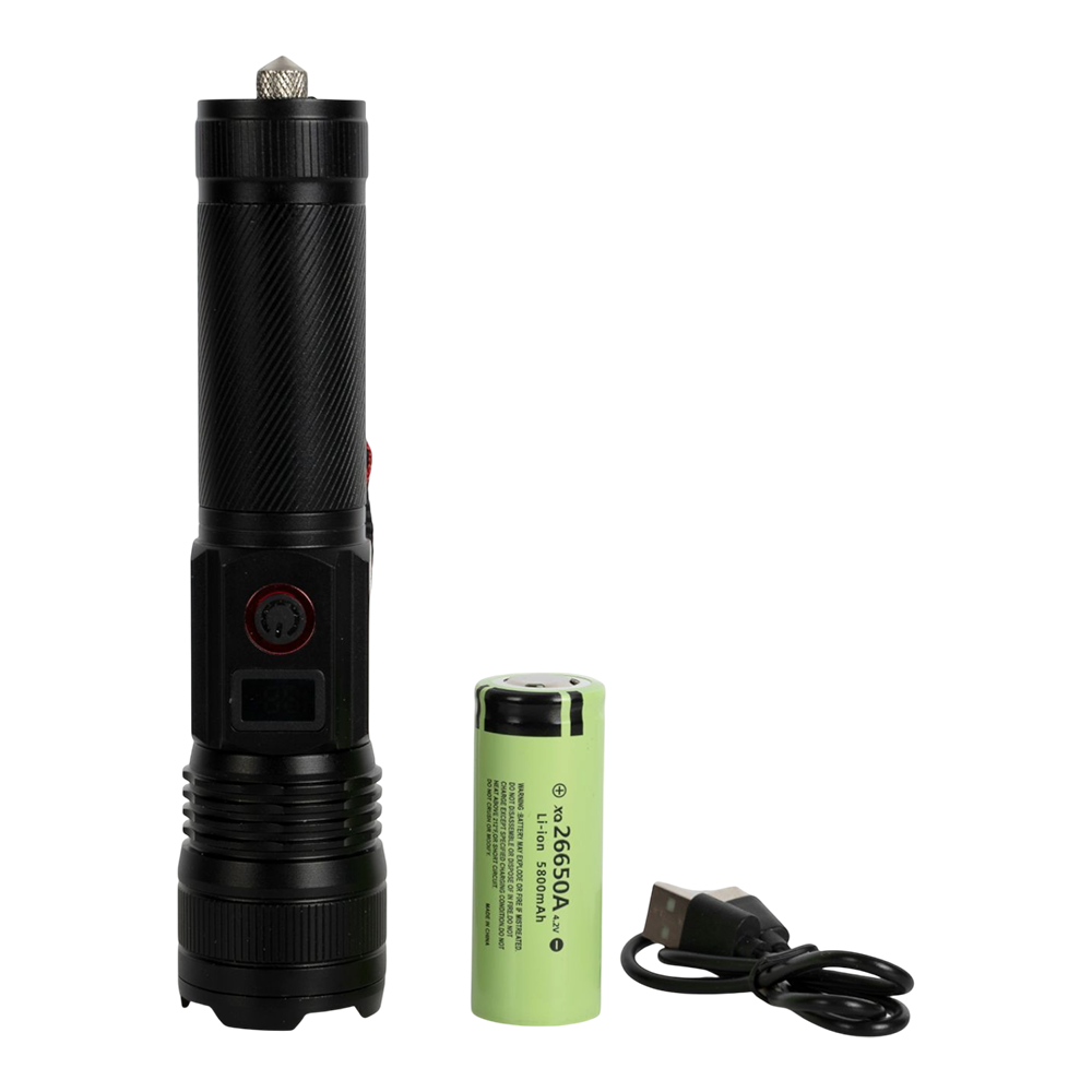Фонарь ручной (аккум.26650 COB диод, индикатор заряда, Type-C, PowerBank, стеклобой). Фото №1