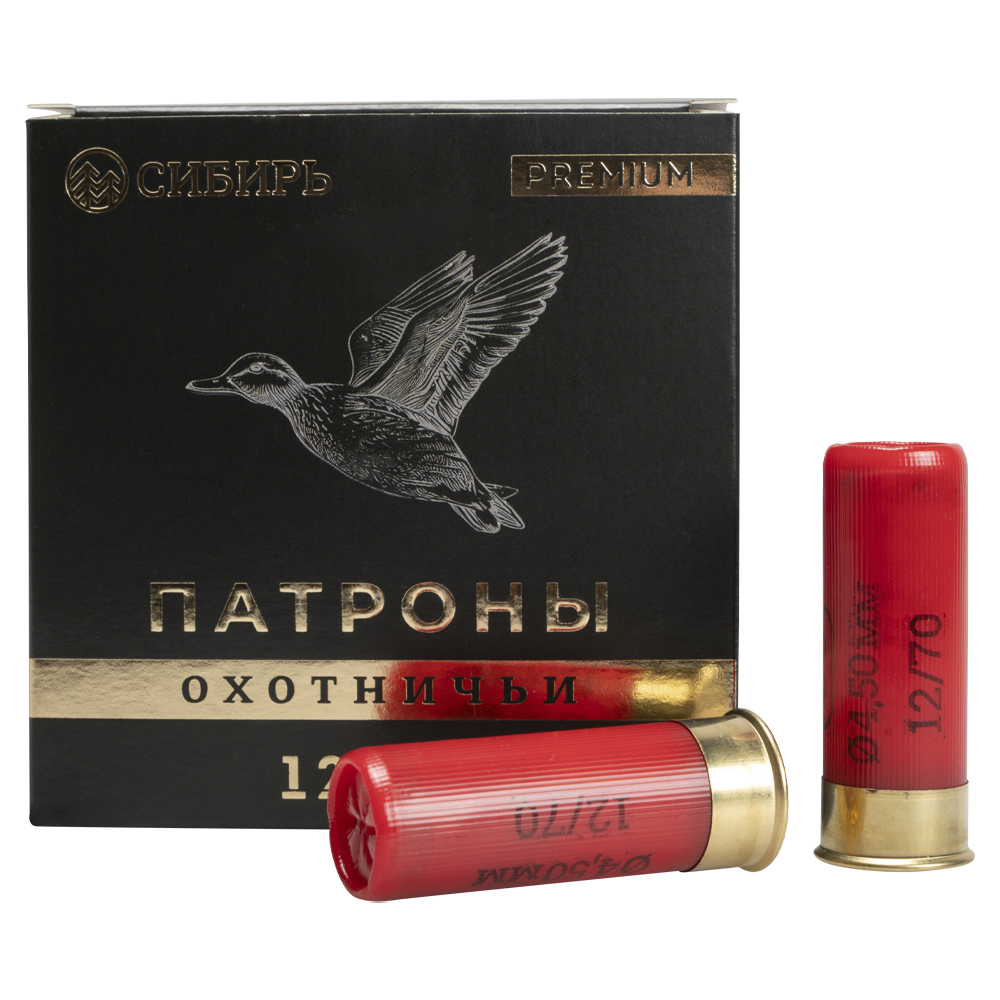 Патрон СИБИРЬ PREMIUM 12/70 охотничий дробовой 32г №00 (CX-2000) (пачка 25 шт) (в коробке 250шт). Фото №1
