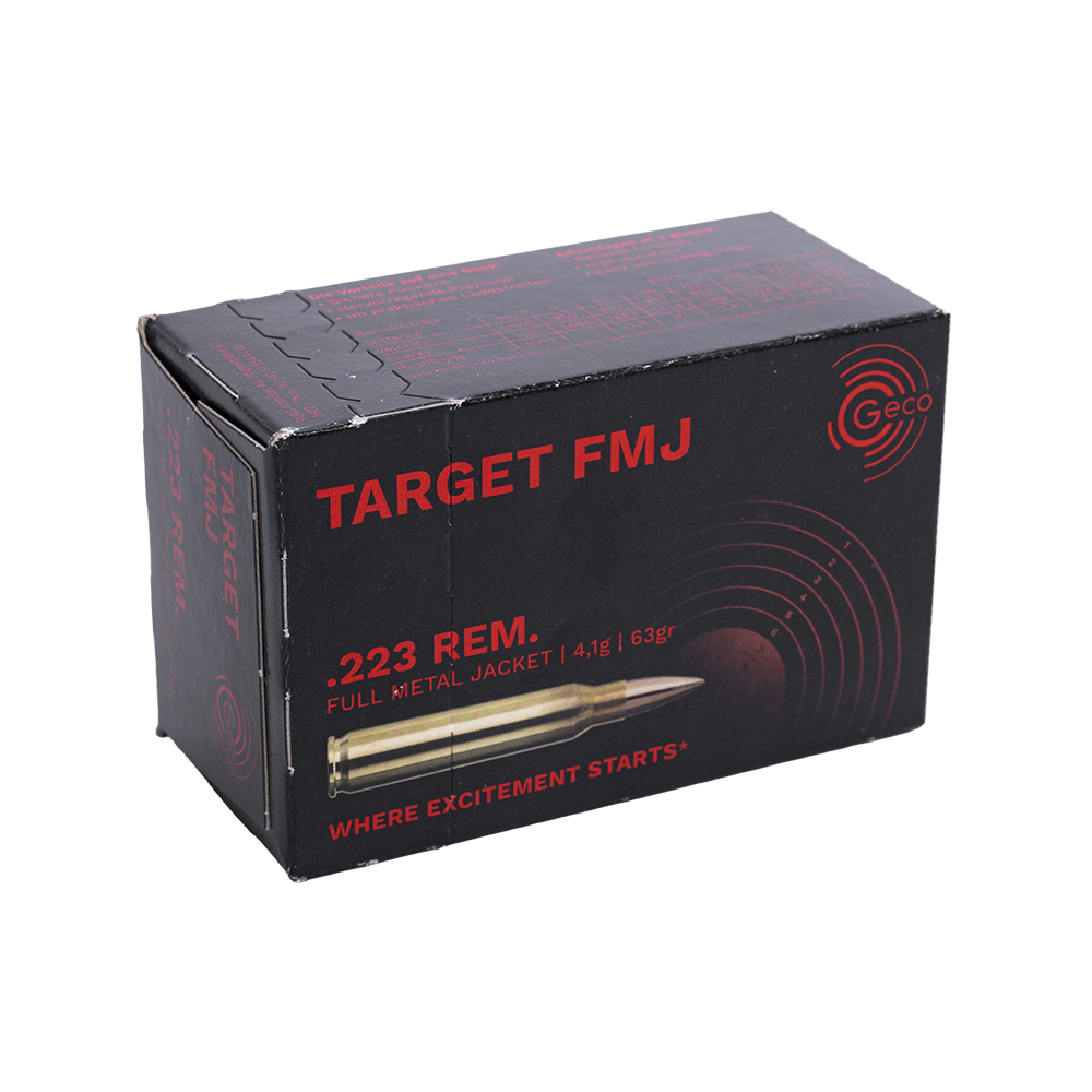 Патрон нарезной RWS GECO калибр 223 REM Target FMJ 4,1 гр. (в пачке 50 шт.). Фото №1