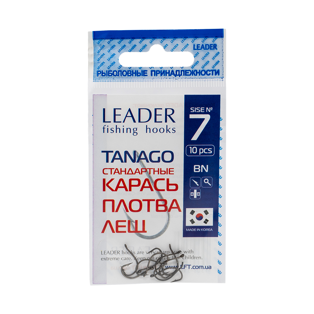 Крючки Leader TANAGO, color BN, №7(10шт). Фото №1