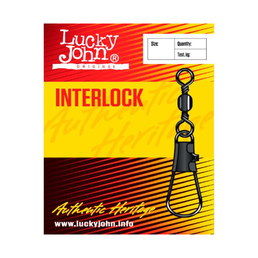 Вертлюжок Lucky John Barrel Swivel с застежкой Interlock №010. Фото №1
