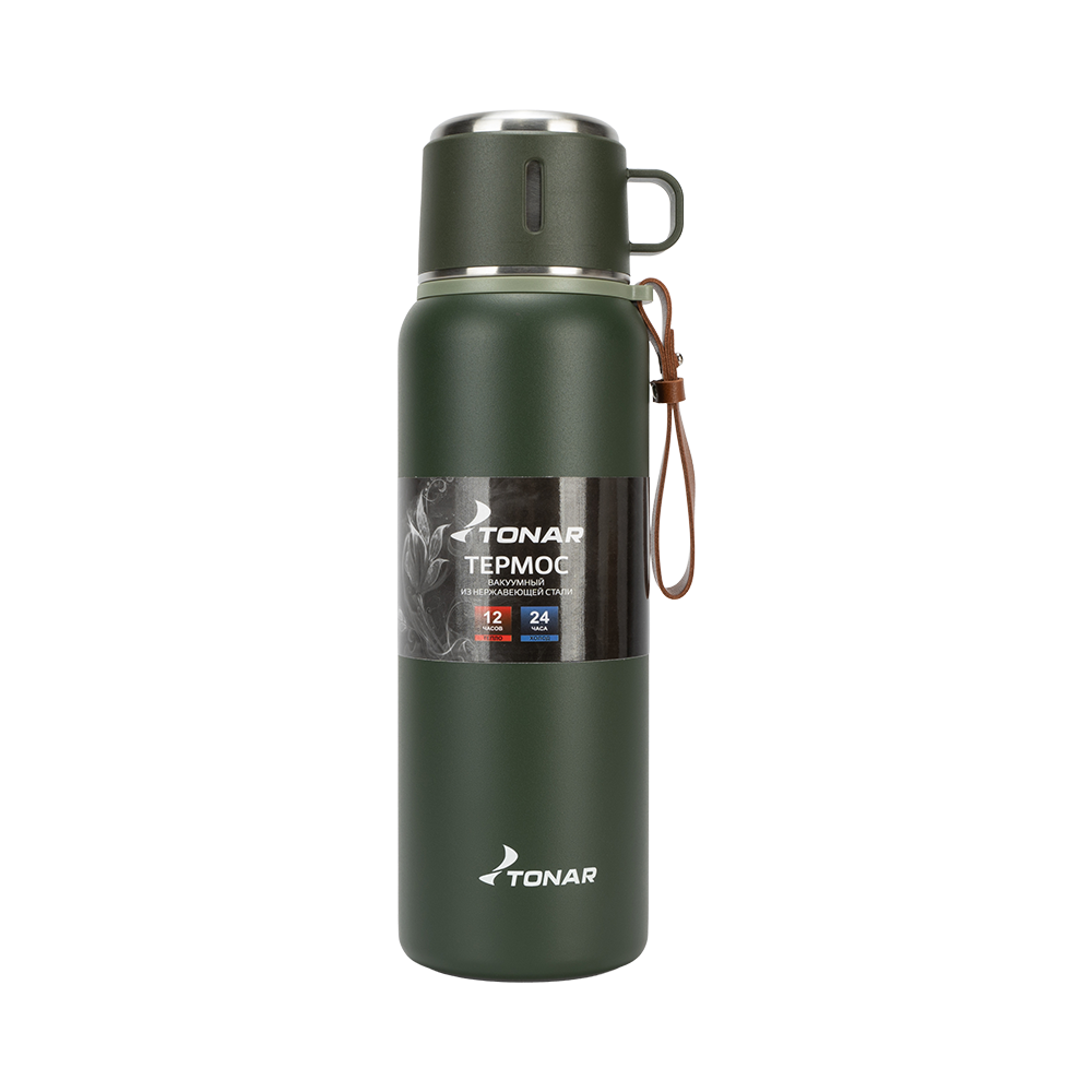 Термос 900ML хаки (пробка-ситечко, крышка-кружка, ремешок) TONAR. Фото №1 Термос 900ML хаки (пробка-ситечко, крышка-кружка, ремешок) TONAR. Фото №1