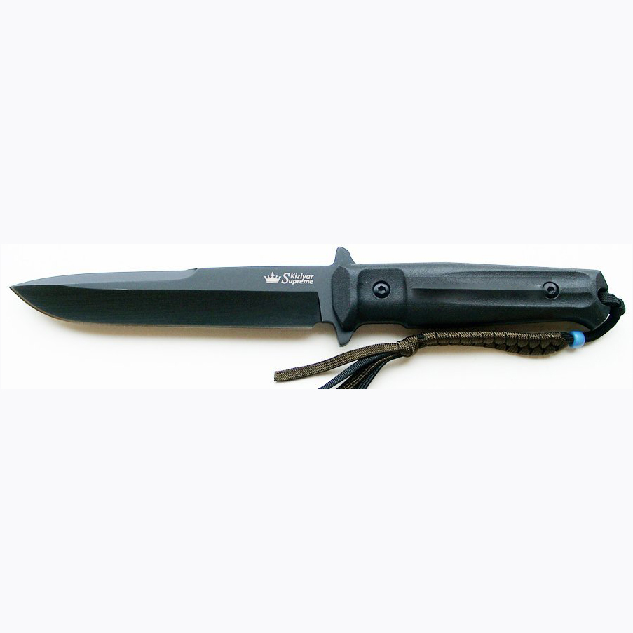 Нож TRIDENT D2 BT (черный, черная рукоять,черные ножны). Фото №1