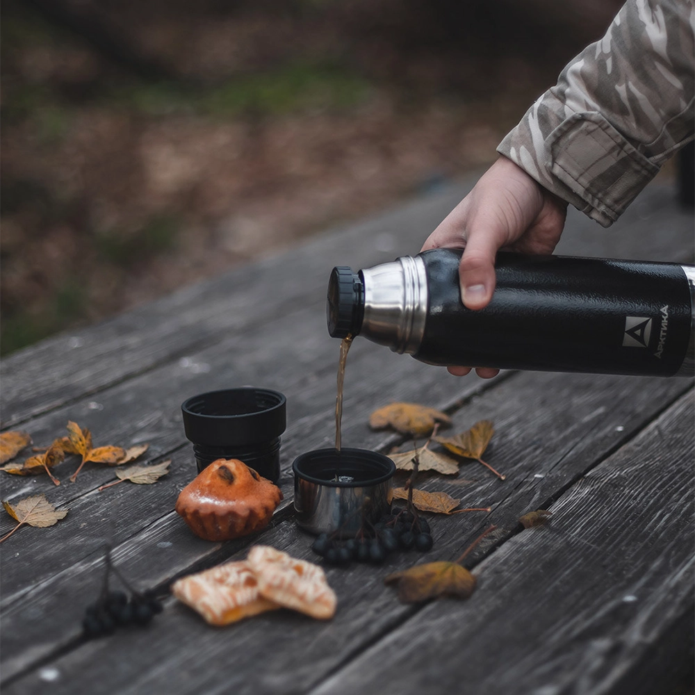 Термос "Арктика" бытовой, вакуумный, с ситечком (чёрный), 0,5 л. Фото №5