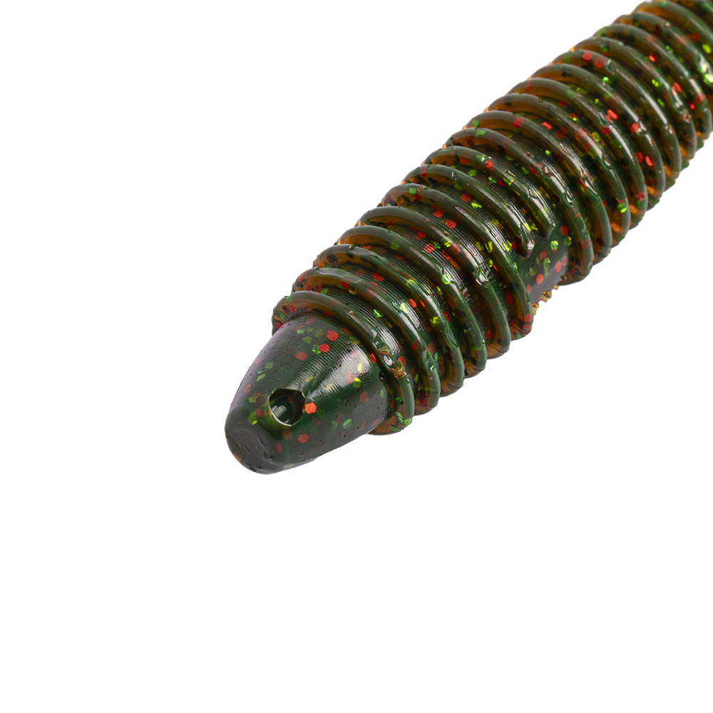Виброхвост Esox Swinky Fat 5.5" 140мм, (3шт. упак.), цвет FK001 Motor Oil Green. Фото №2