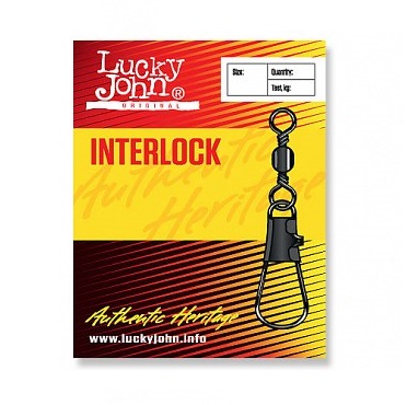 Вертлюги с застежкой Lucky John BARREL AND INTERLOCK Black 007 7шт.. Фото №1