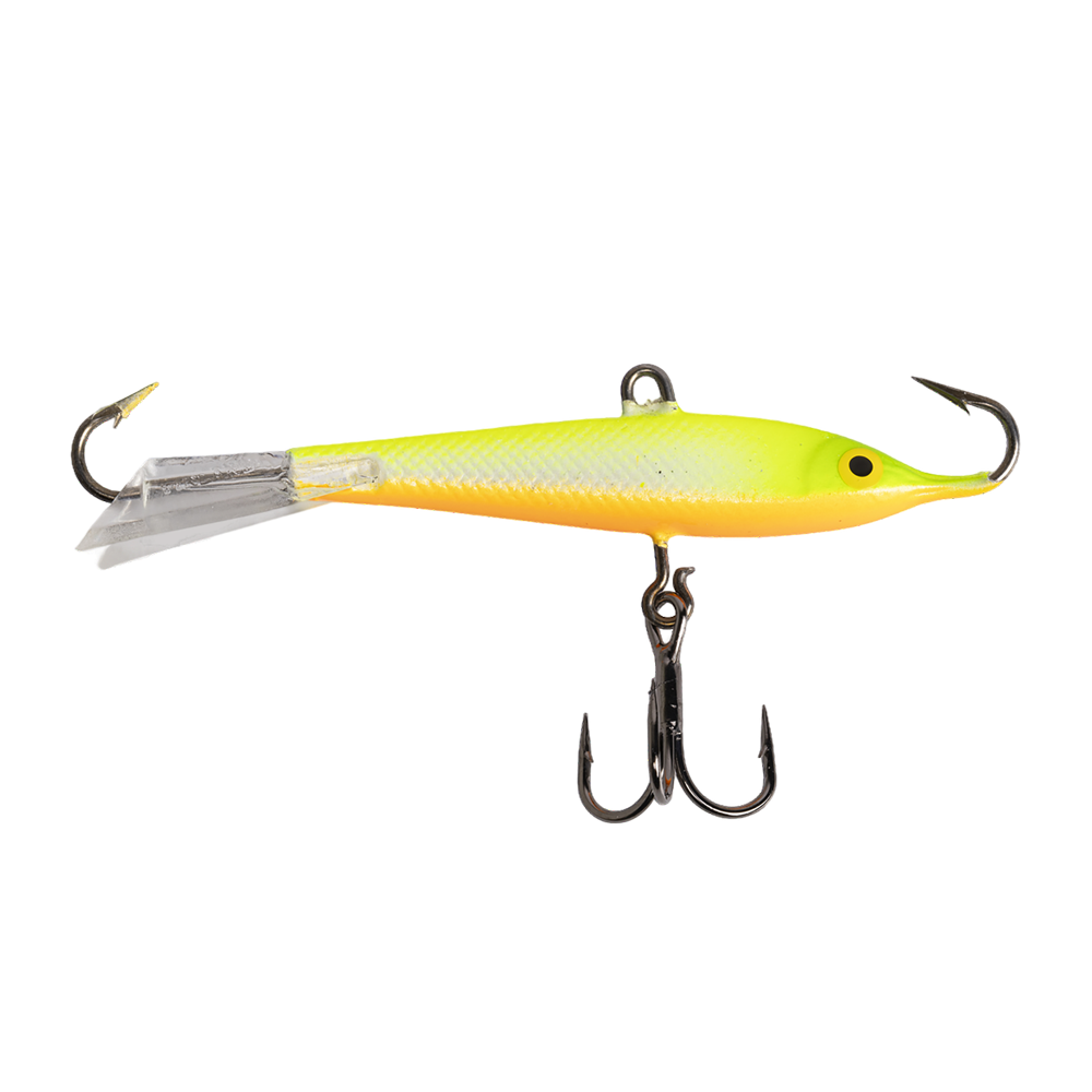 Балансир Kuusamo Tasapaino 75мм, 18гр, цвет (GLOW/FRG/Fye/W-O) с тройником. Фото №1 Балансир Kuusamo Tasapaino 75мм, 18гр, цвет (GLOW/FRG/Fye/W-O) с тройником. Фото №1