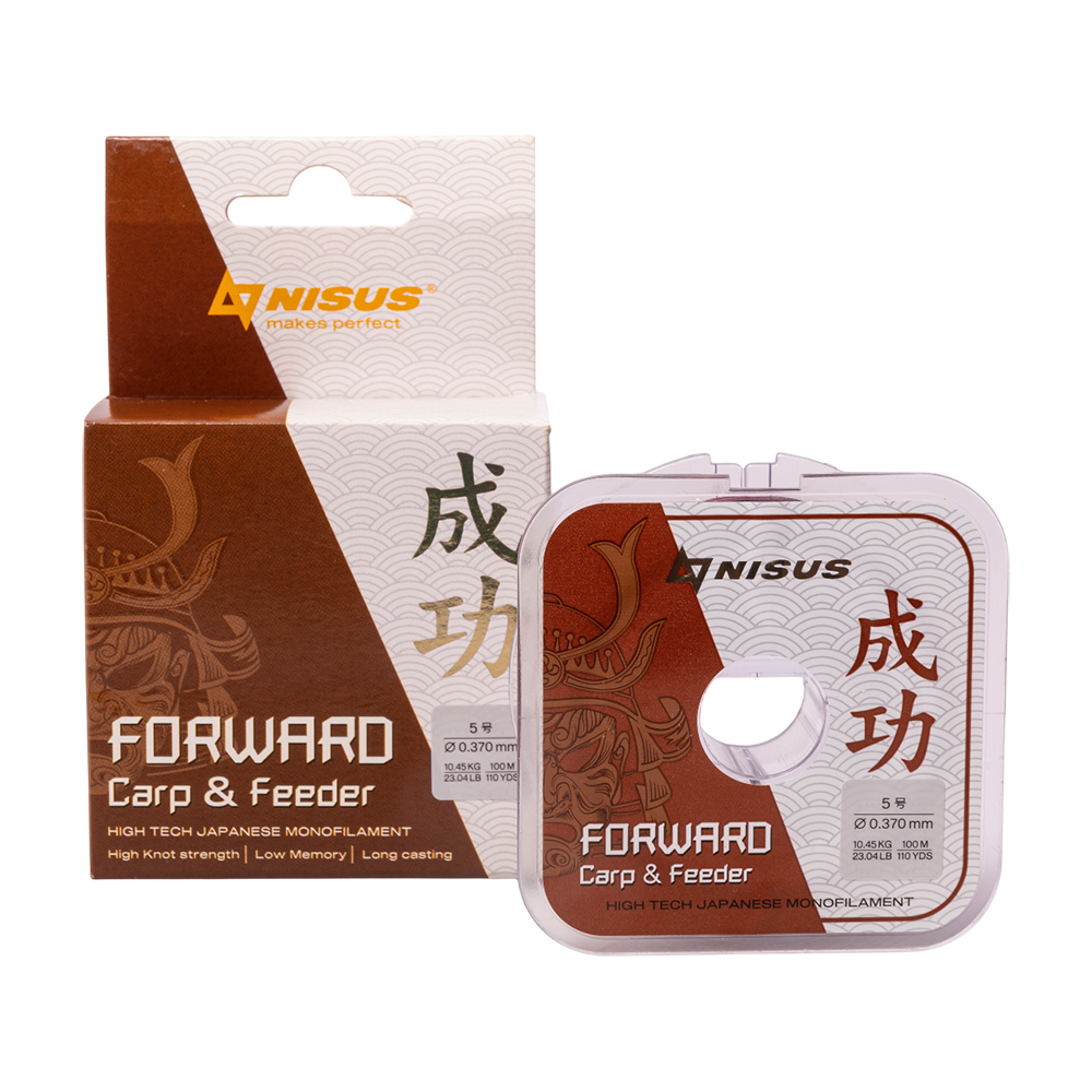 Леска Nisus Forward Carp & Feeder brown 0,370mm/100m Nylon (N-FCF-0370-100). Фото №1