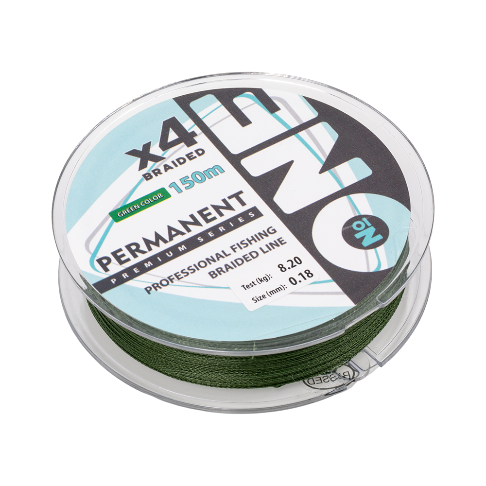 Плетеная леска №ONE PERMANENT Х4-150 (green) d0.18. Фото №3