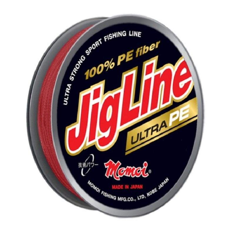 Плетеный шнур Momoi 4-х прядный JigLine Ultra PE 0,14мм/100м, 10,0кг, красный. Фото №2