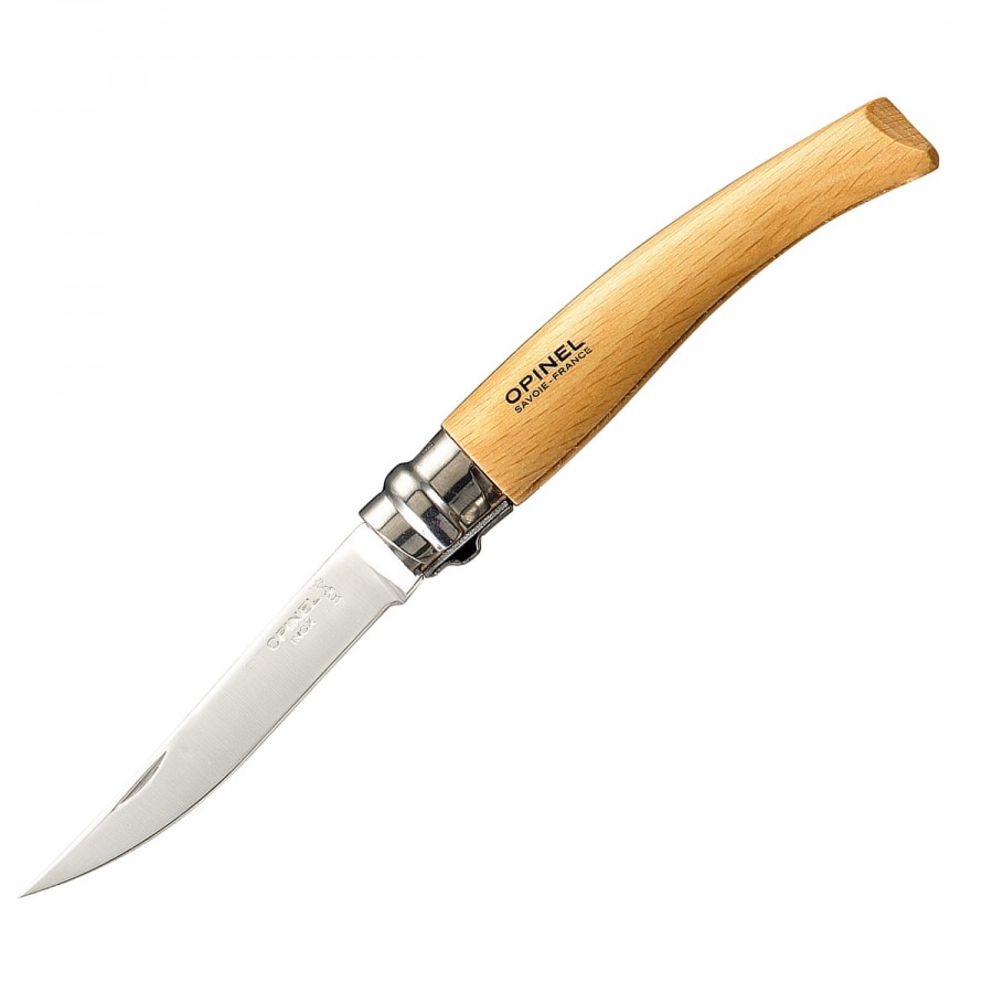 Нож "Opinel" Effile 8 Olivier филейный, клинок 8 см, нержавеющая сталь, рукоять-олива, "Вироблок". Фото №2