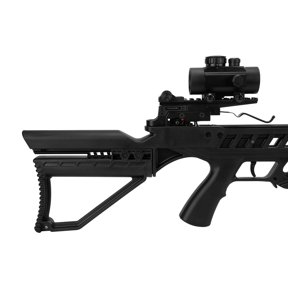 Арбалет рекурсивный Man Kung XB2, black, 4 стрелы, натяжитель, прицел, ремень, кивер. Фото №2