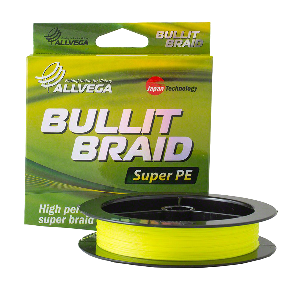 Леска плетеная ALLVEGA Bullit Braid 135м 0,08 (ярко-желтая). Фото №2 Леска плетеная ALLVEGA Bullit Braid 135м 0,08 (ярко-желтая). Фото №2