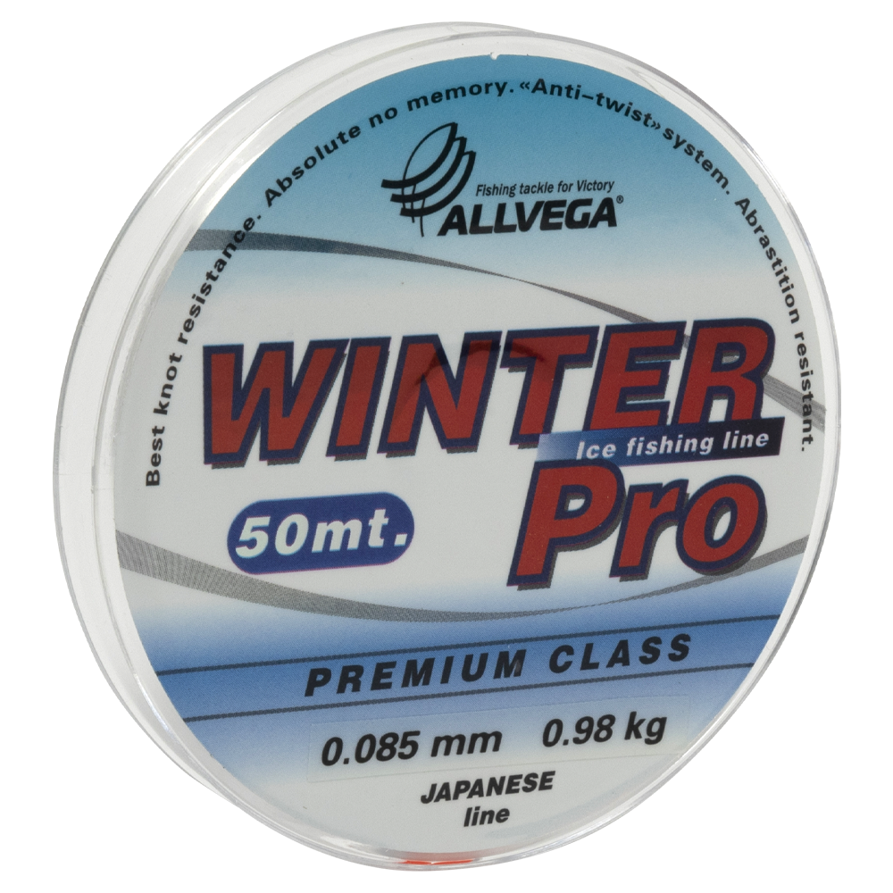 Леска ALLVEGA поводковая «Winter Pro» 50m 0.085mm (0.98кг) прозрачная (WPRO5085). Фото №2
