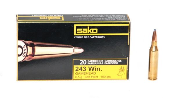 Патрон нарезной SAKO калибр 243 Win SP Gamehead 6,5 гр. 100 grn. (в пачке 20 шт.). Фото №2